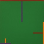 DAVID SIMPSON : COLOR CIRCLE I-V #1 PURPLE #2 GREEN #3 YELLOW #4 BROWN #5 ORANGE, 1982, 53 x 53 cm, acrylic on canvas set of 5